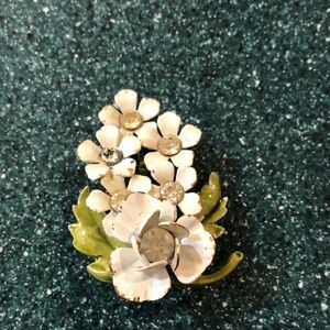 Vintage Signed Coro Enamel Flower brooch